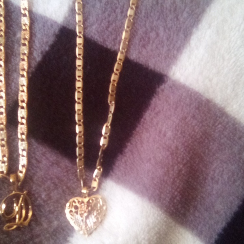 10k heart necklace/14k D initial necklace both chains are 14k